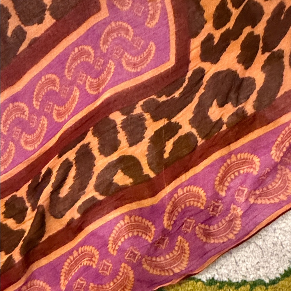 Theodora & Callum Animal Print Scarf with Pink and Brown - Picture 3 of 5